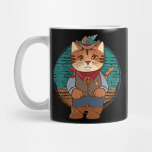 Old West Peaceful Cowgirl Sheriff Cat Mug